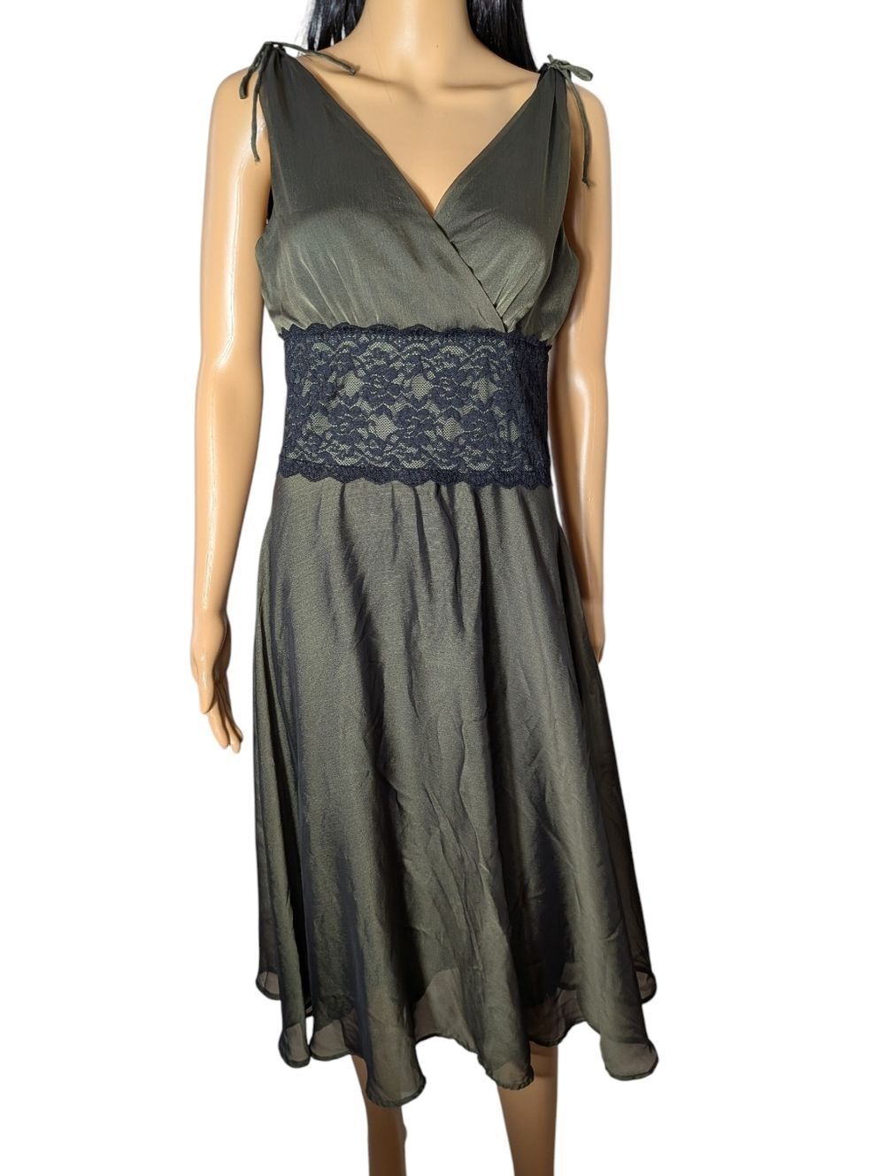 Connected Apparel Olive Green & Black Dress 10